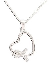 very nice tiny clear cubic zirconia heart charm necklace for babies